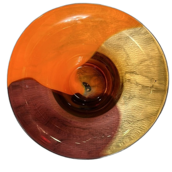 Teleflora Hand Blown Multi-Colored Studio Art MCM Swirl Glass Bowl - Picture 7 of 16